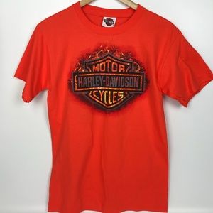 Harley Davidson Orange Burnt Shield T-shirt Small